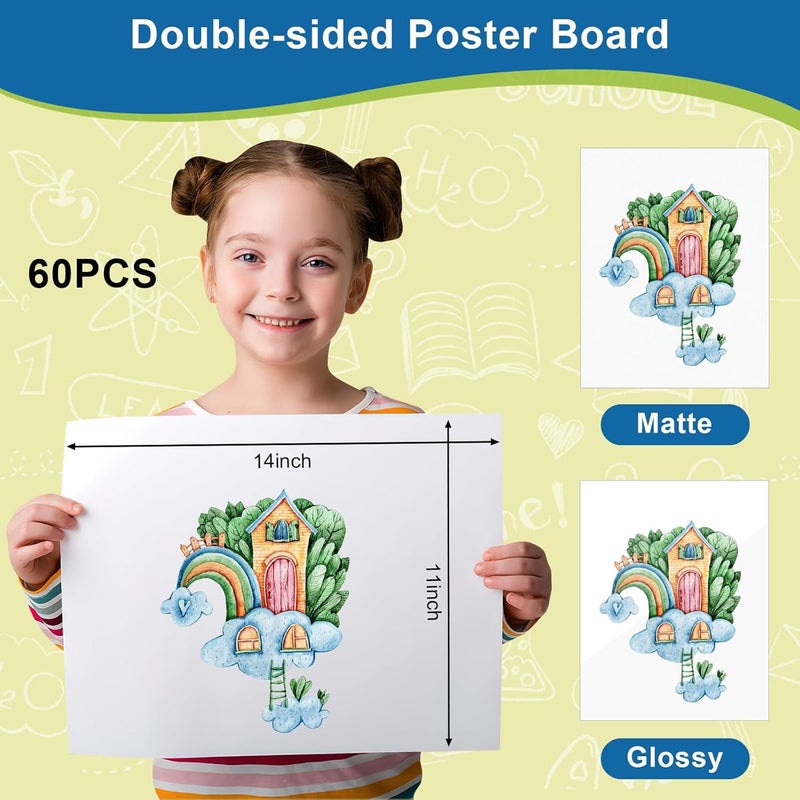 rookea 60 Pcs White Poster Board Paper 11x 14 Bulk, Vision Boards Blank Poster Paper for School Arts and Crafts, Classroom Projects, Presentations, Drawing, Scrapbooking, Graphic Displays - Image 2